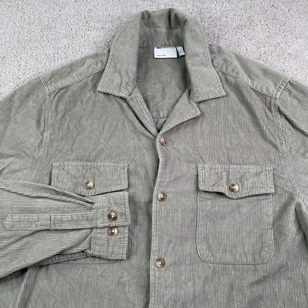 ASOS Design Shirt Mens‎ Large Brown Corduroy Overshirt Camp Collar Workwear
